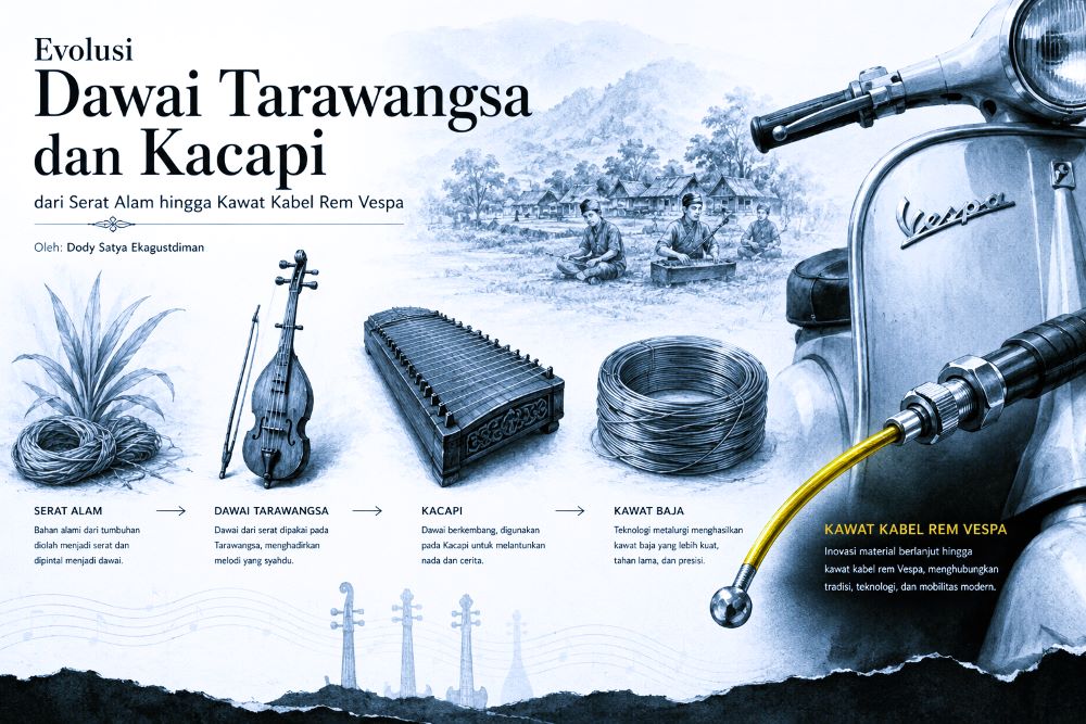 Evolusi Dawai Tarawangsa dan Kacapi dari Serat Alam hingga Kawat Kabel Rem Vespa