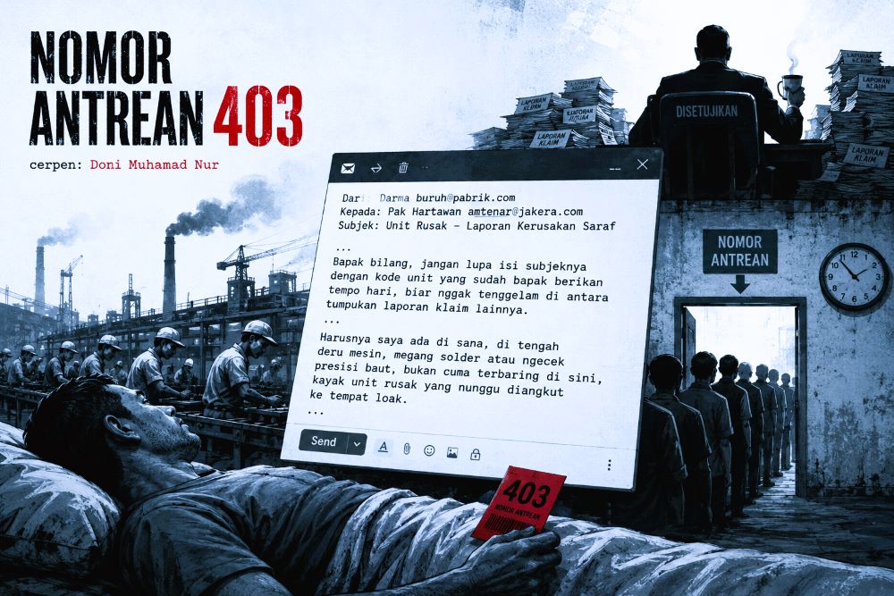 ilustrasi cerpen NOMOR ANTREA 403 karya Doni Muhamad Nur