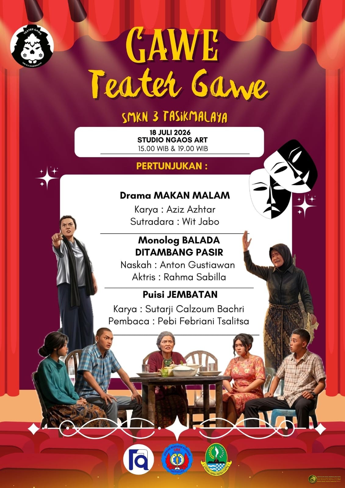 Teater Gawe Gelar Uji Coba Pementasan Makan Malam, Menelusuri Ingatan, Luka, dan Rahasia dalam Sebuah Keluarga poster teater gawe