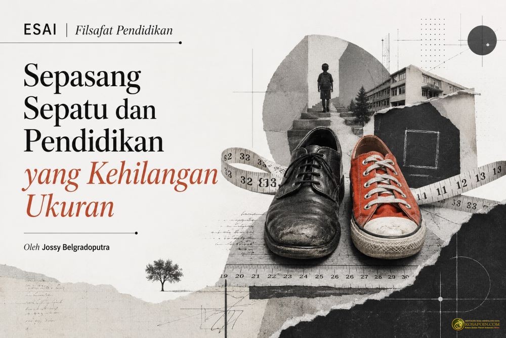 sepasang sepatu dan pendidikan yang kehilangan ukuran