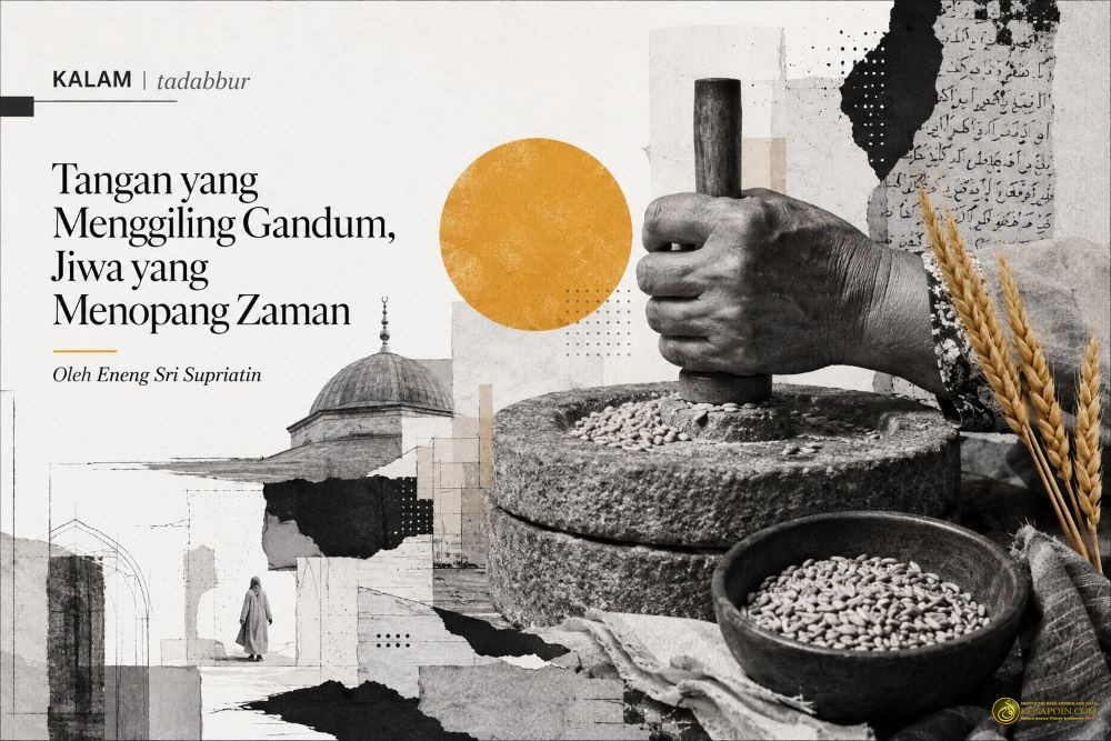 tangan yang menggiling gandum
